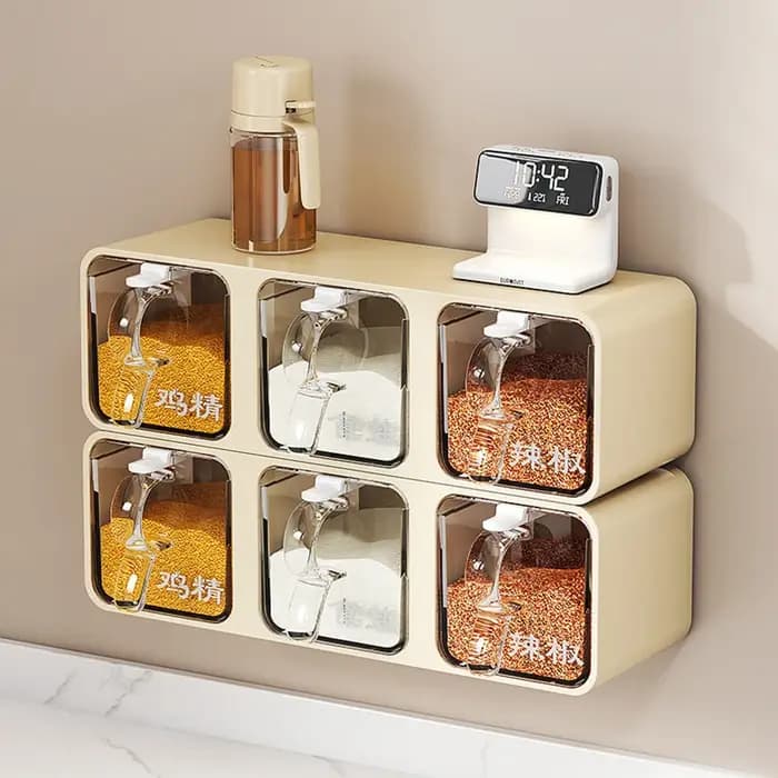 AOBT Boîte d'assaisonnement murale résistante à l'humidité pour la cuisine domestique avec bouteilles de condiments