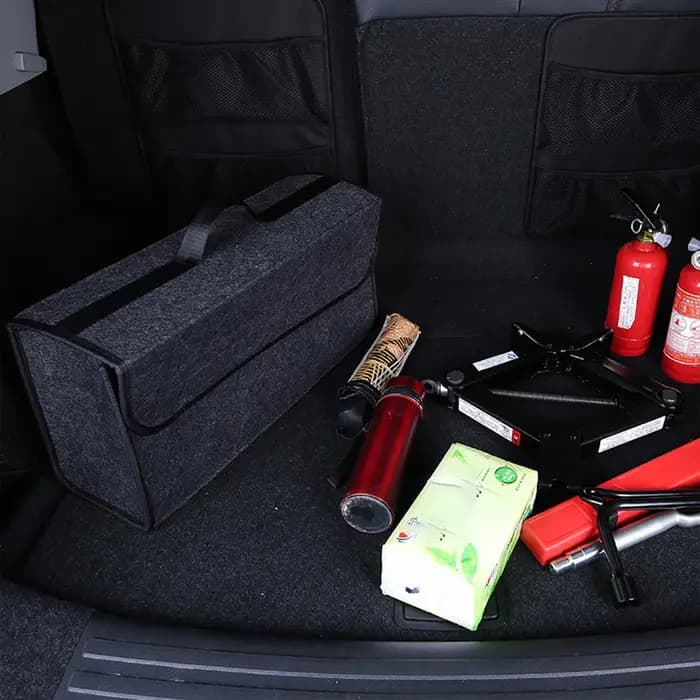 Organisateur de coffre de voiture en feutre souple avec compartiments antidérapants