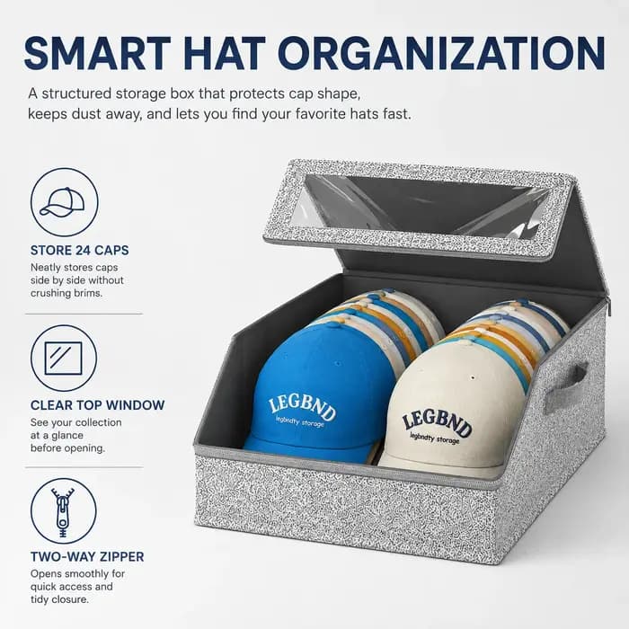 Boîte de rangement pour casquettes de baseball