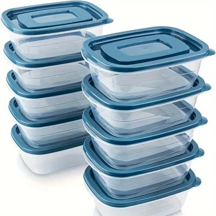 Un ensemble de 6 récipients de conservation des aliments en plastique transparent empilables avec co