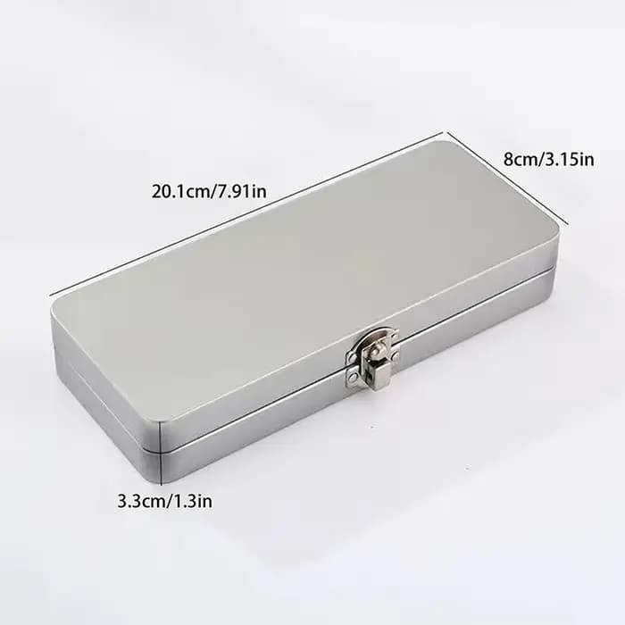 Boîte rectangulaire en métal gris argenté durable avec couvercle - Idéale pour ranger les factures,