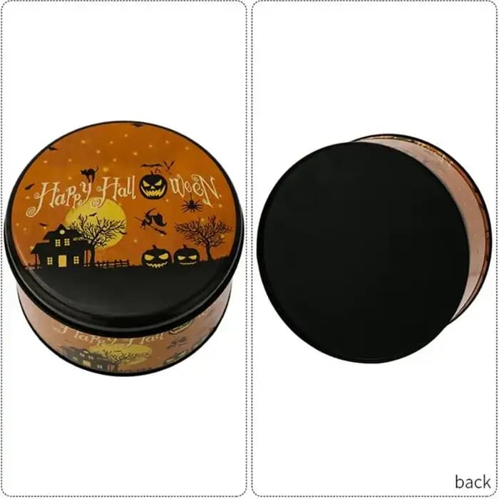 Boîte ronde en métal d'halloween pour le rangement bureau Design rétro 37JD