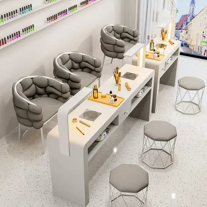 Étagère intégrée bureaux à ongles fournitures de rangement aspirateur