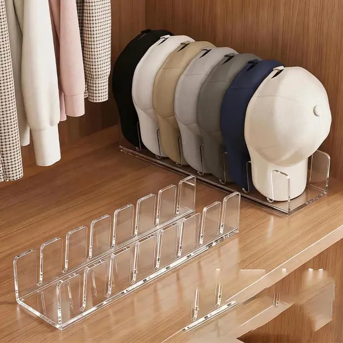 Support de rangement pour casquettes en acrylique avec fentes