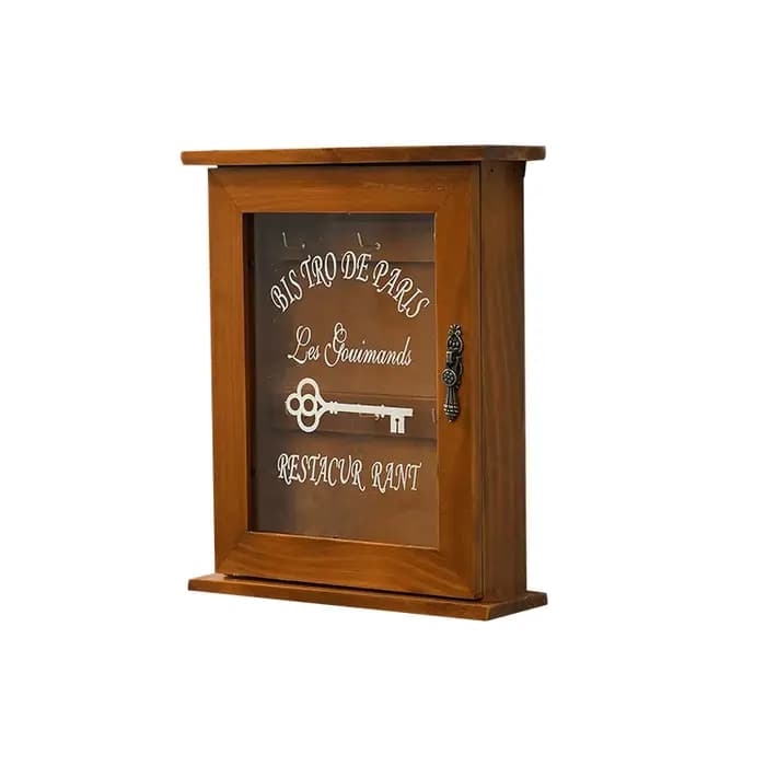 Armoire à clés en bois avec support à crochet suspendu
