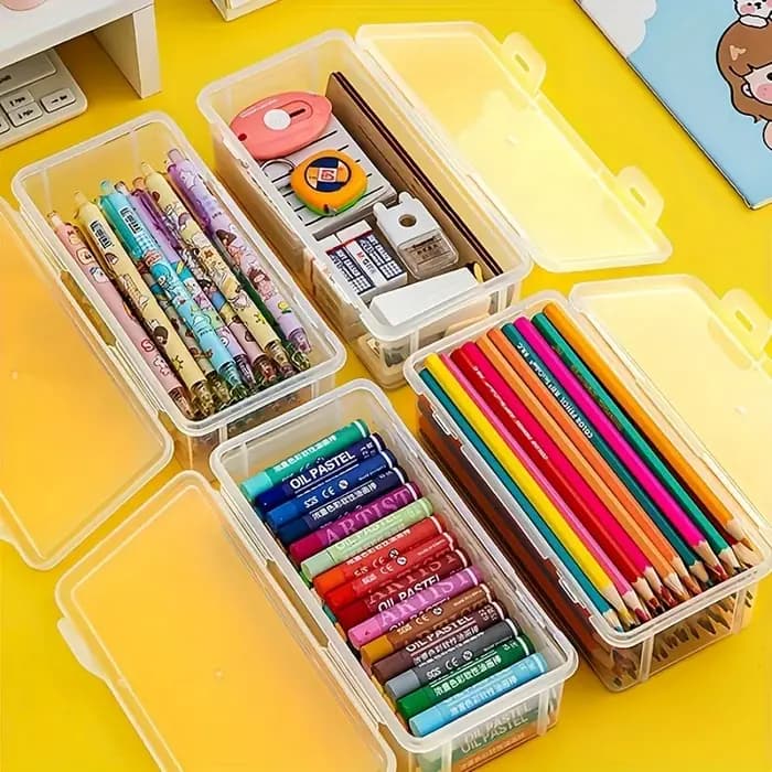 4 grandes boîtes de rangement transparentes en PP avec couvercles