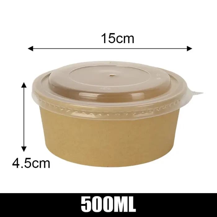 Boîtes d'emballage jetables 500/750/1000ML, bols en papier Kraft, récipient alimentaire Ake Away ave