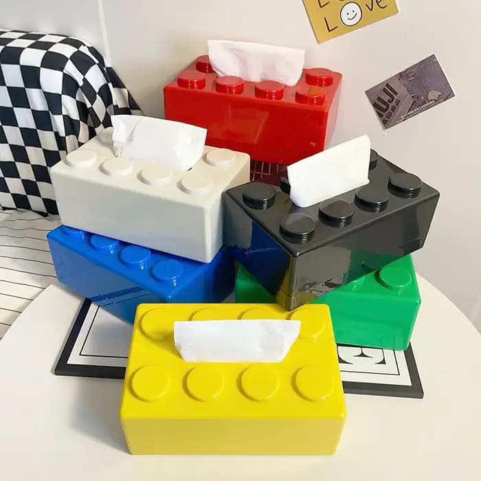 Boîte à mouchoirs en blocs de construction de dessin animé créatif