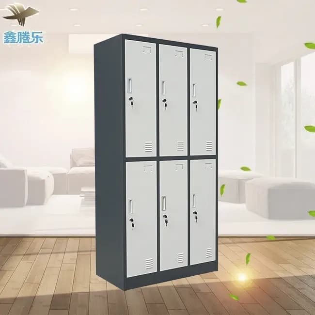 Armoire de rangement de bureau de salle de sport en métal à 6 portes