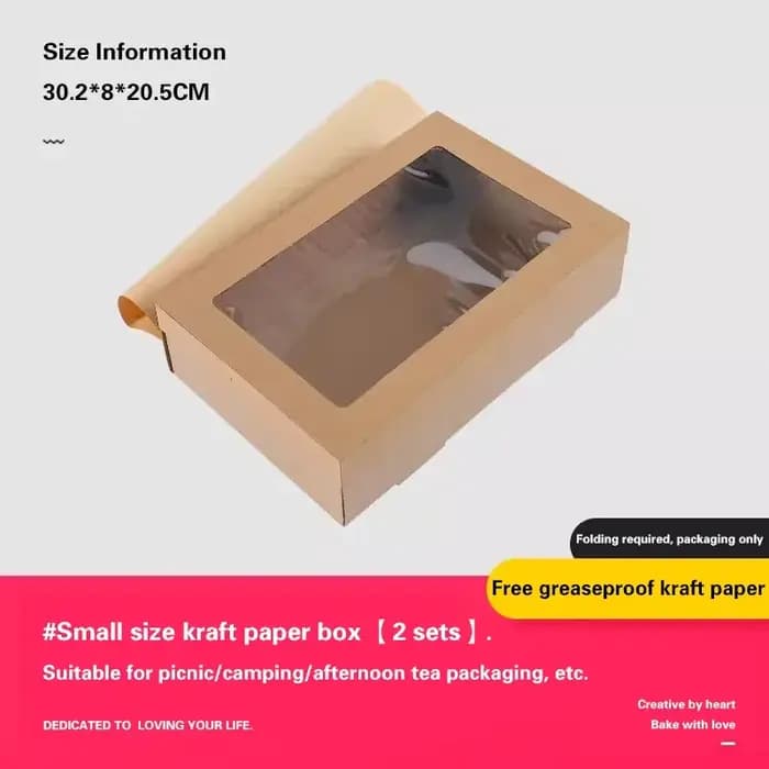 Boîte à lunch en papier kraft avec fenêtres transparentes