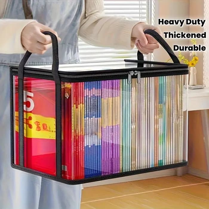 Sac de rangement en PVC avec couvercle rabattable et fenêtre de visualisation - Organisateur rectangulaire durable pour