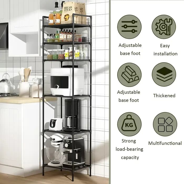 Étagère de rangement en métal à 6 niveaux, étagère utilitaire multifonction, support de rangement robuste, étagères de garde-manger pour cuisine, salle de bains, buanderie