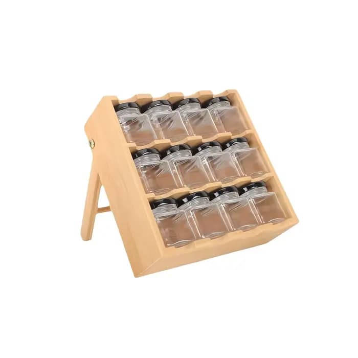 Étagère à épices en bois à 12 compartiments, gain de place avec bocaux de rangement, support à condi