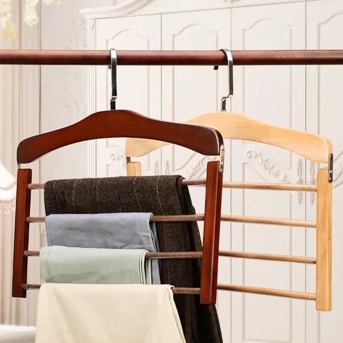 Porte-pantalons multifonctionnel en bois massif