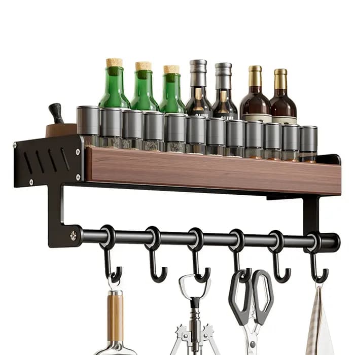 Ensemble de supports de rangement muraux de cuisine en bois