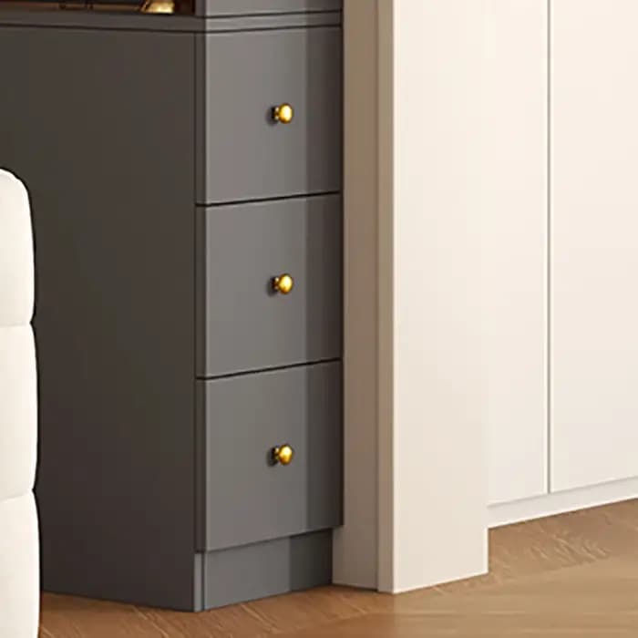 Tiroirs armoires de salon blanches noir luxe avec portes vitrine