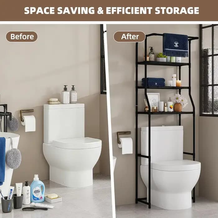 Étagère de rangement au-dessus des toilettes
