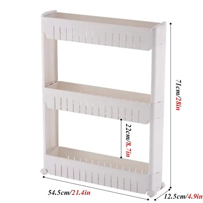 Étagère mobile mince à 3 couches – Support de garde-manger peu encombrant pour cuisine, salle de bai