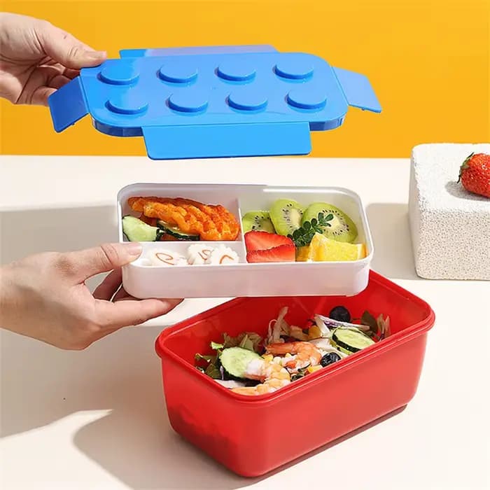 JUSTINLAU Boîte à lunch créative hermétique en forme de blocs de construction colorés