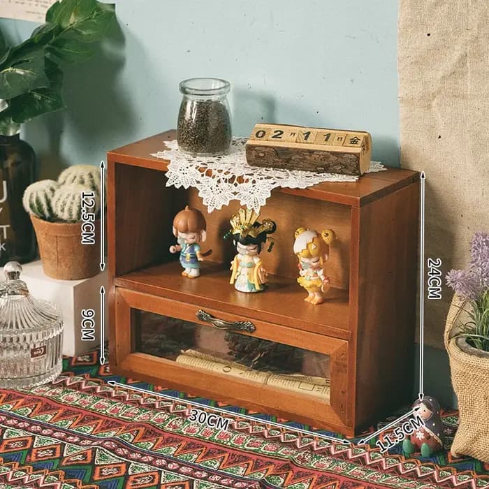 Vitrine nordique rétro en bois massif