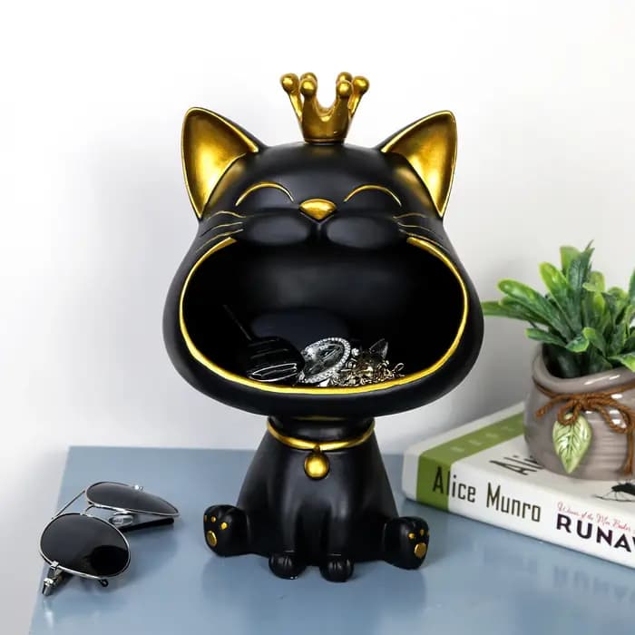 Boîte de rangement créative de figurine de chat porte-bonheur, statue de chat, décoration de grande