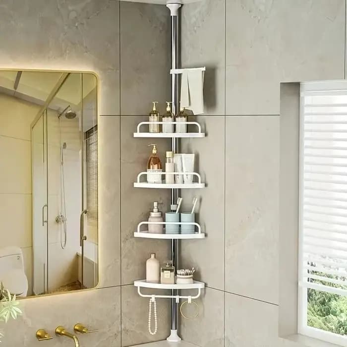 Étagère de douche d'angle télescopique sans perçage, réglable de 100 à 260 cm, support de sol pour s