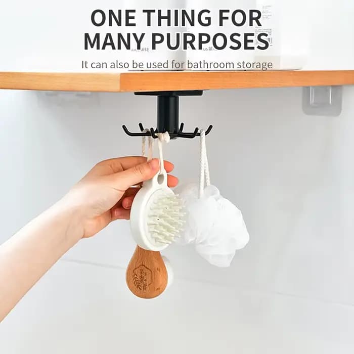 Crochets de cuisine Rotation Rack De Stockage Sans Poinçonnage Mural Ustensiles