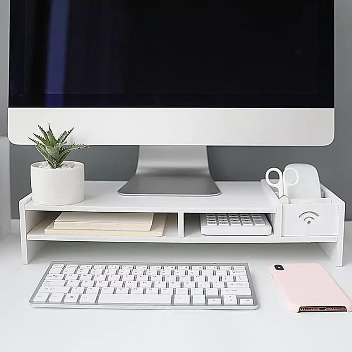 Organisateur de bureau à 3 niveaux, support de moniteur, étagère de rangement pour bureau, lecture, étude, travail, jeux, affichage, maison, dortoir, école