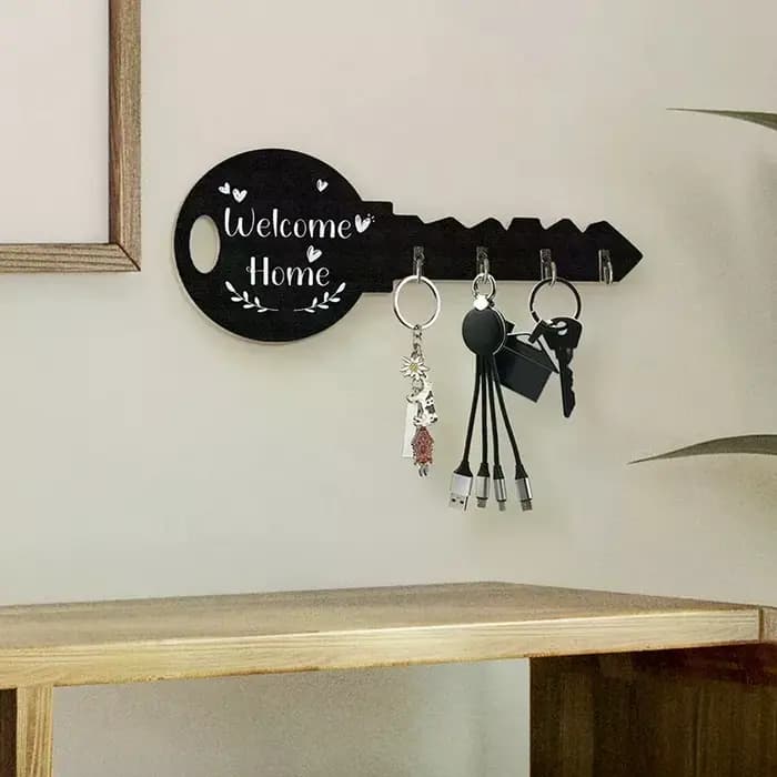 Clé créative cadre en bois organisateur de rangement mural moderne crochet