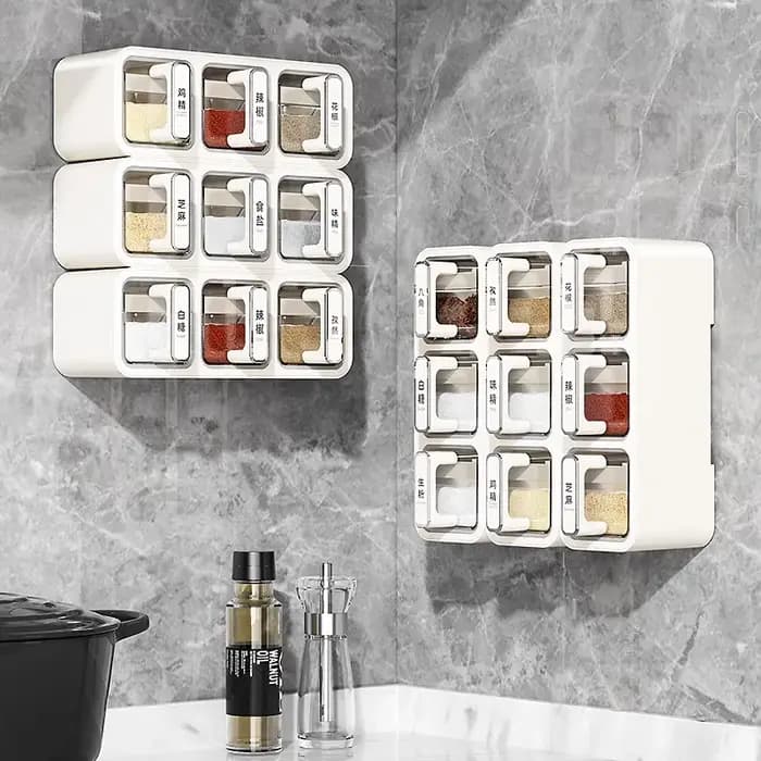 Boîte à Épices Murale pour Cuisine Domestique – Ensemble Combiné de Récipients à Sel