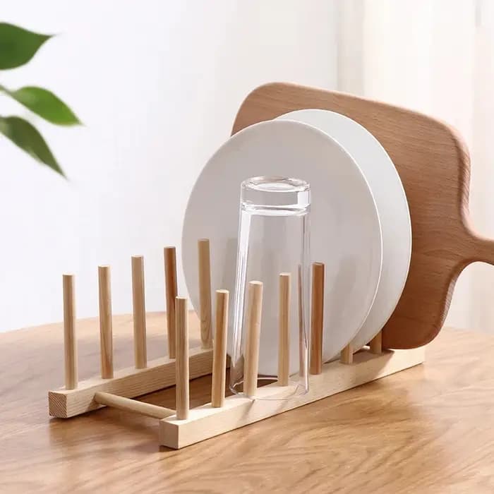 Égouttoir de rangement DIY en bambou pour assiettes