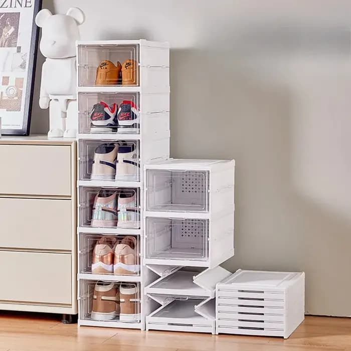Boîte à chaussures pliable transparente