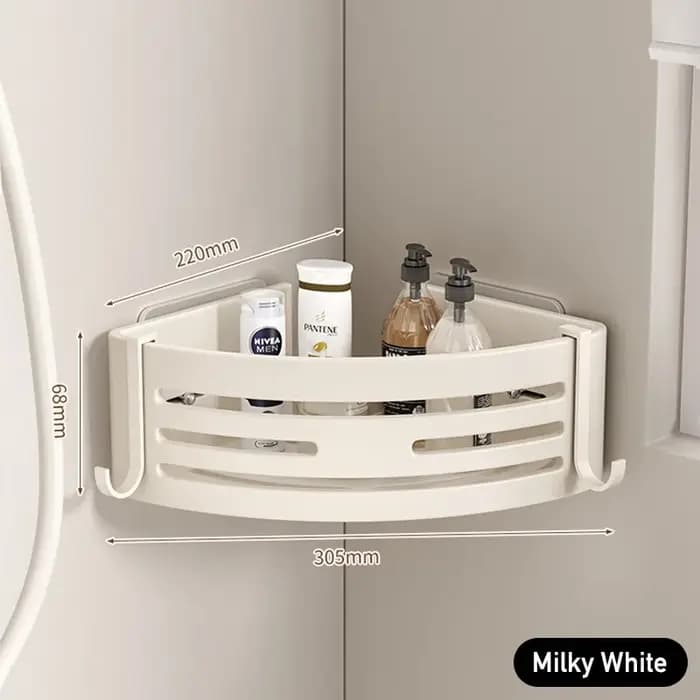 Étagère de rangement murale blanche pour salle de bain, auto-adhésive, sans perçage, douche, salle d