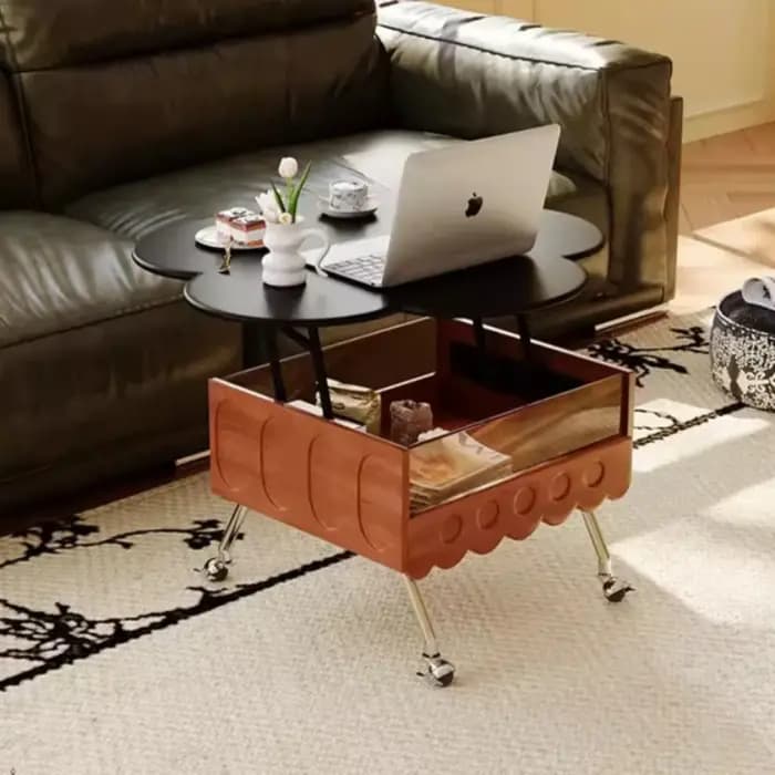 Table basse relevable avec rangement