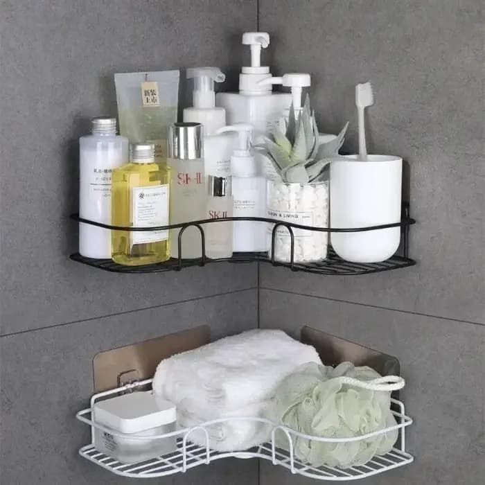 Étagère de salle de bain murale d'angle, support de rangement pour shampoing, panier de douche en fer pour cosmétiques, organisateur de salle de bain