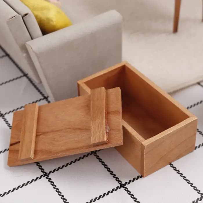 Mini boîte de rangement en bois cerise