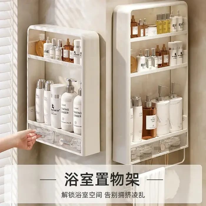 HOStorage T1 HOWash-Table Murale Non Perforée pour Stockage de Produits de Soins de la Peau