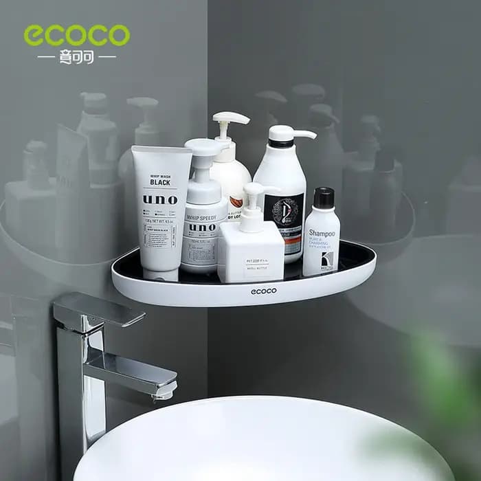 ECOCO étagère de salle de bain support de rangement d'angle sans perceuse mural douche shampooing organisateur cuisine
