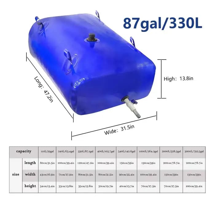 Conteneurs de stockage d'eau pliables portables pour voiture