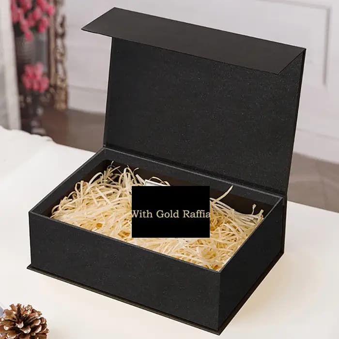 1 ensemble de boîtes cadeaux en carton avec couvercle magnétique, boîte cadeau en papier avec raphia