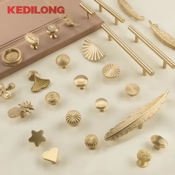 Poignée de meuble KEDLO de style européen minimaliste en laiton massif