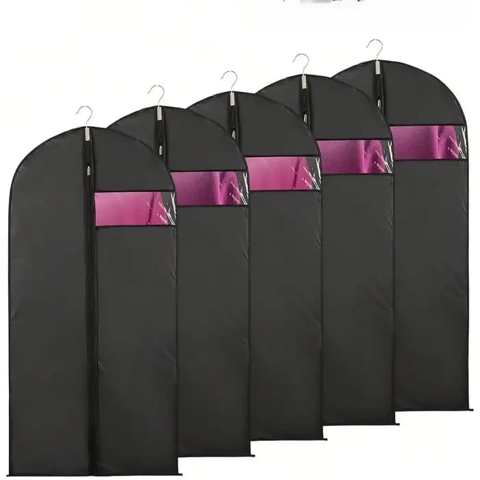 Lot de 5 housses anti-poussière pour vêtements, sacs de rangement pour armoire, sacs anti-poussière