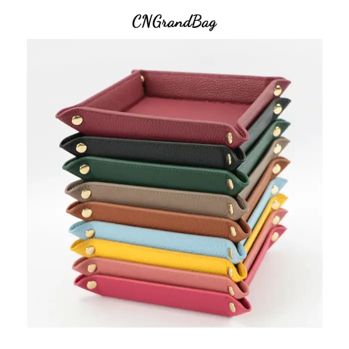 Organisateur de plateau en cuir de galets Saffiano personnalisé gratuit