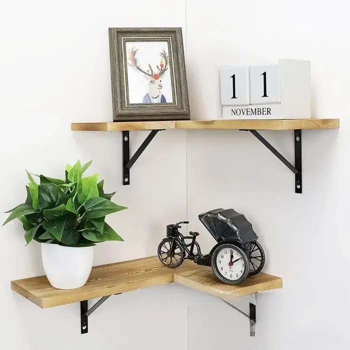 Étagères d'angle en bois en forme de L, prix d'usine, étagère murale d'angle pour salon, chambre à c