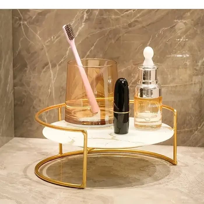 Ensemble de rangement décoratif en verre marbré en métal