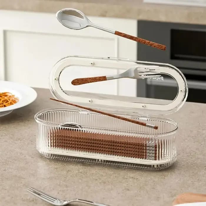 Organisateur de baguettes de cuisine, boîte de rangement de couverts, porte-vaisselle avec plateau de vidange pour ustensiles, tiroir, cuillères, couverts
