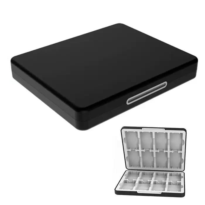 Boîte de rangement de cartes de jeu noire 16 en 1