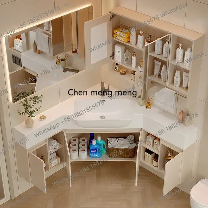 A139 meuble de salle de bain d'angle personnalisé lavabo