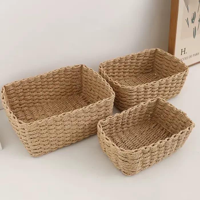 Panier de rangement tissé à la main — Organisateur pour la maison et le bureau