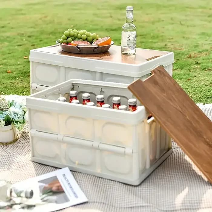 1 boîte de rangement de Camping en plein air avec poignée, boîte de rangement pliable de 15L, boîte de rangement Portable de Camping et de pique-nique, bagage de voiture